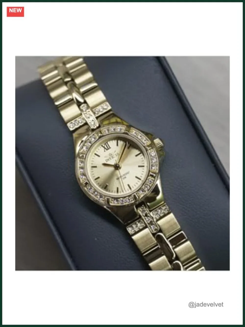 Swiss Quartz Gold Tone Stainless Steel Wrist Watch with Crystal Accents